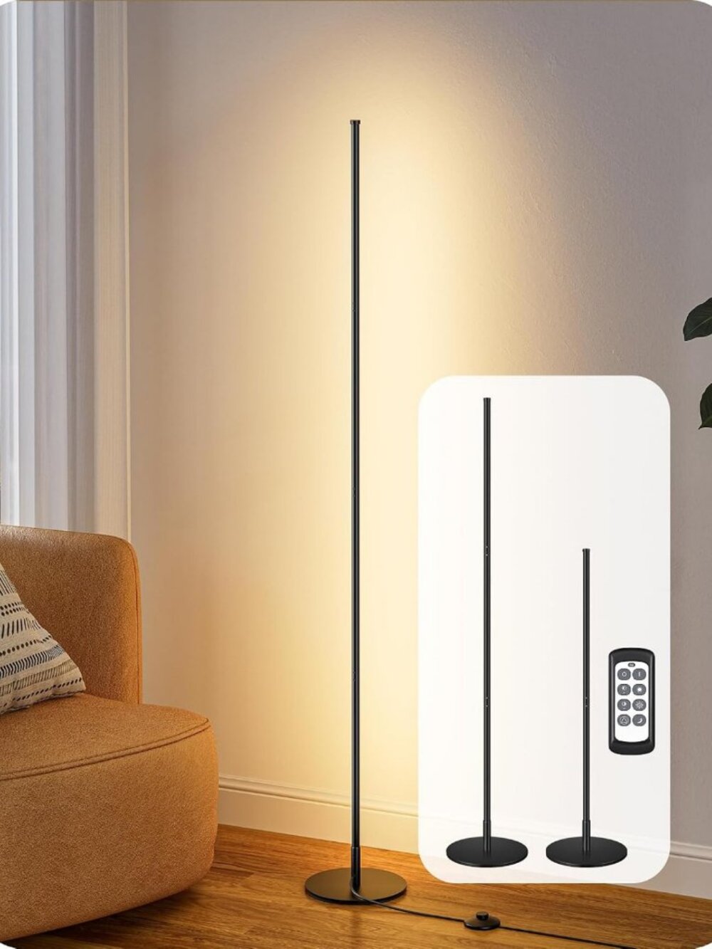 Modern 59.8" Floor Lamp with Remote, Dimmable Brightness & 3 Adjustable Heights